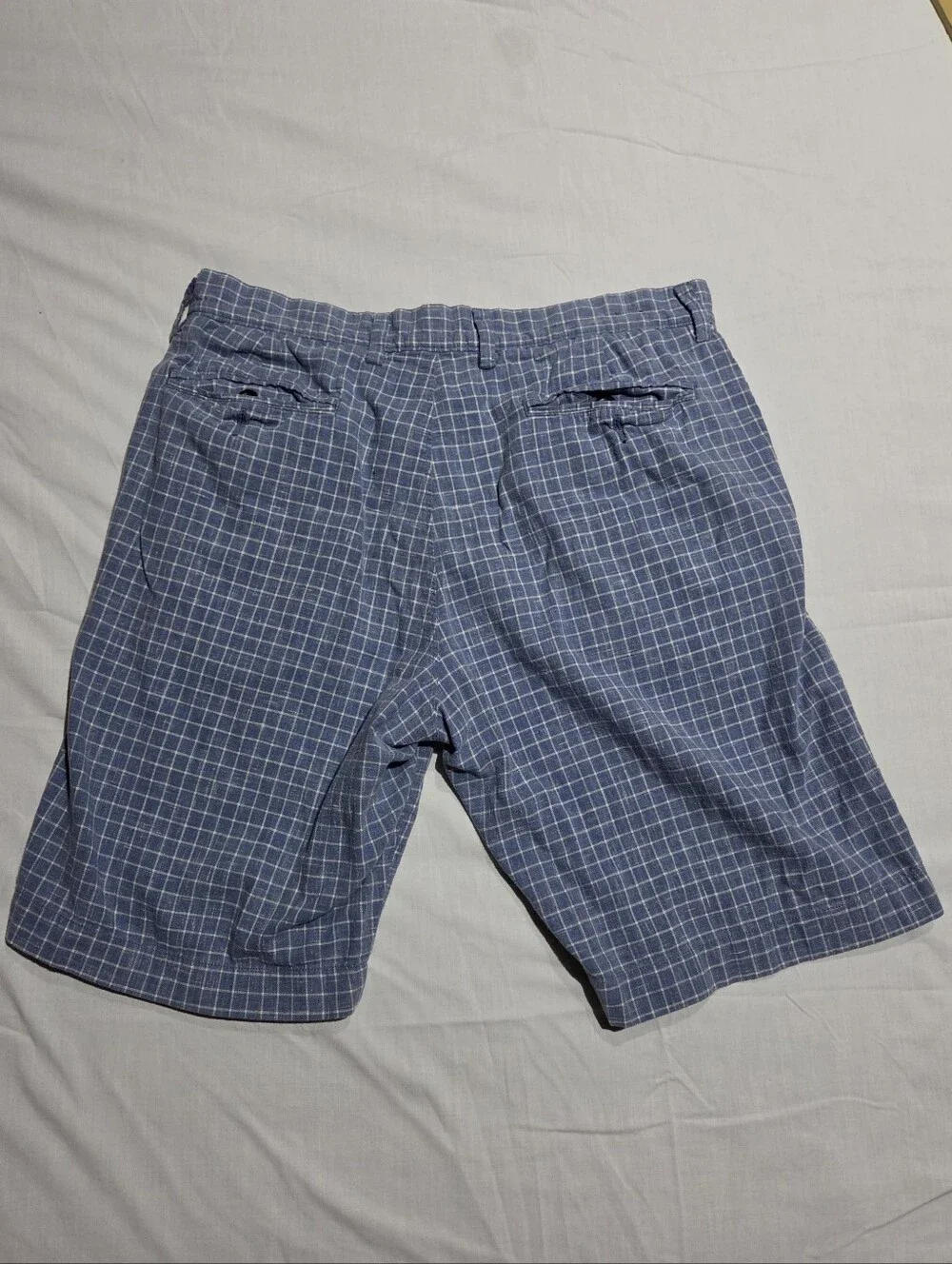 J Crew Club Short Blue Check Cotton Shorts 32